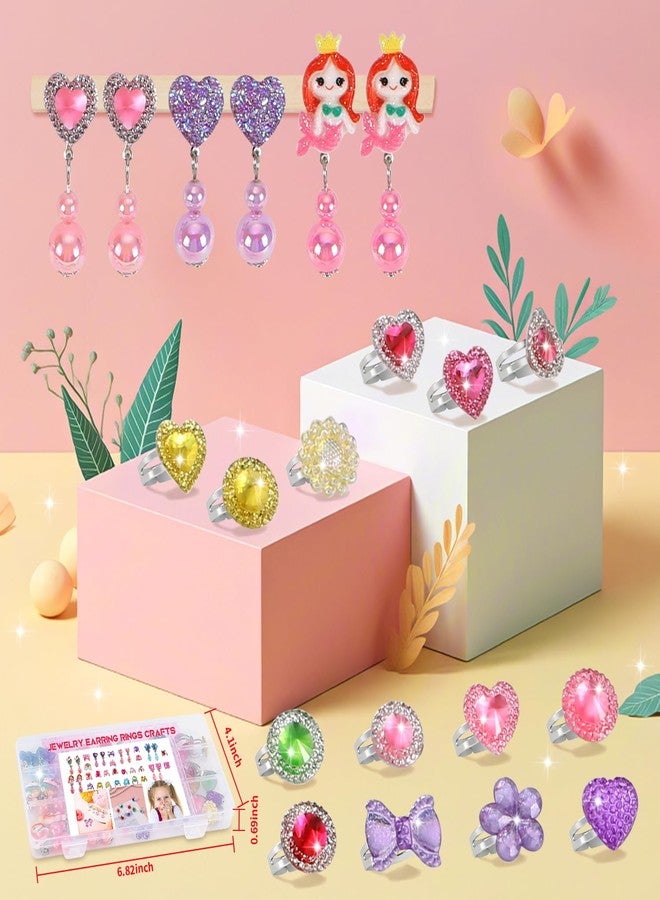 Drabac Toddler Girl Toys for Ages 5-7 Jewelry,34pcs Girls Toys Age 6-8 Clip on Earrings for Girls age 8-10 Kids Princess Toy Adjustable Ring Girl Toy Age 3 4 5 6-8 Year Old Birthday Christmas Gifts - Image 5